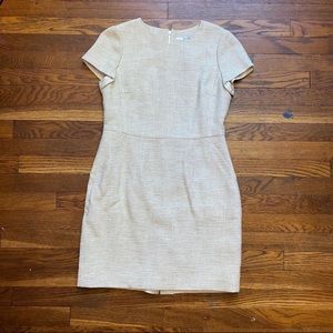 Boden gold metallic tweed sheath dress size 8P